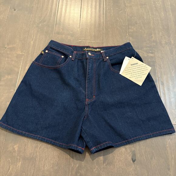 NWT Y2K Second Generation Denim Shorts Women 16 Dark Rhinestone Star Pockets - Picture 7 of 16